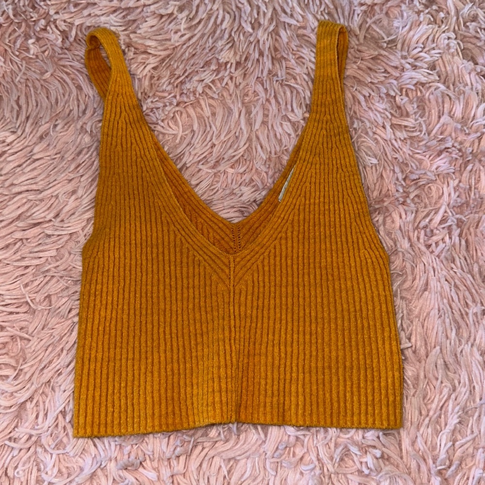 Ribbed Mustard Yellow Knit Tank Top
